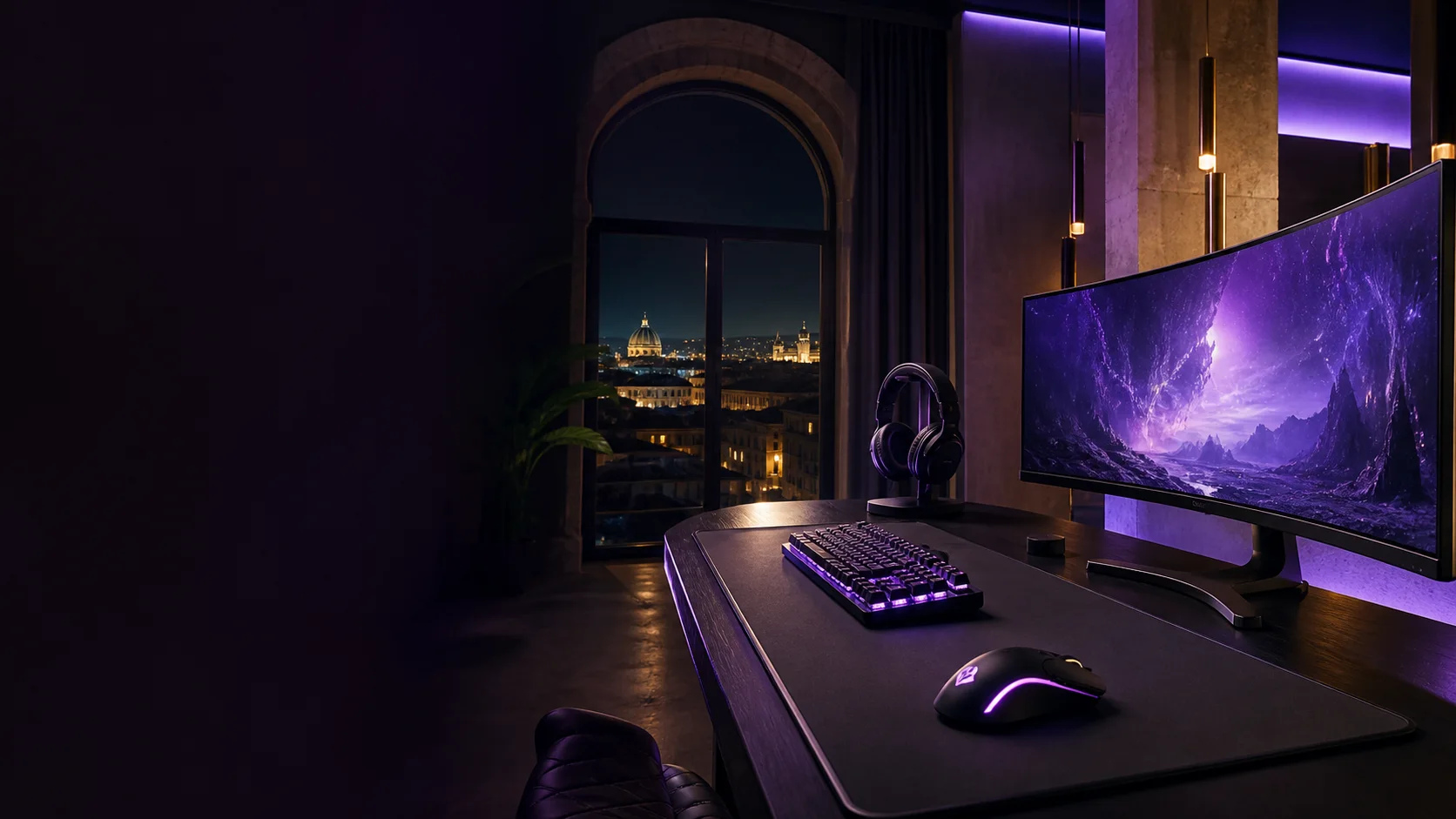 Gaming control room in a Rome apartment