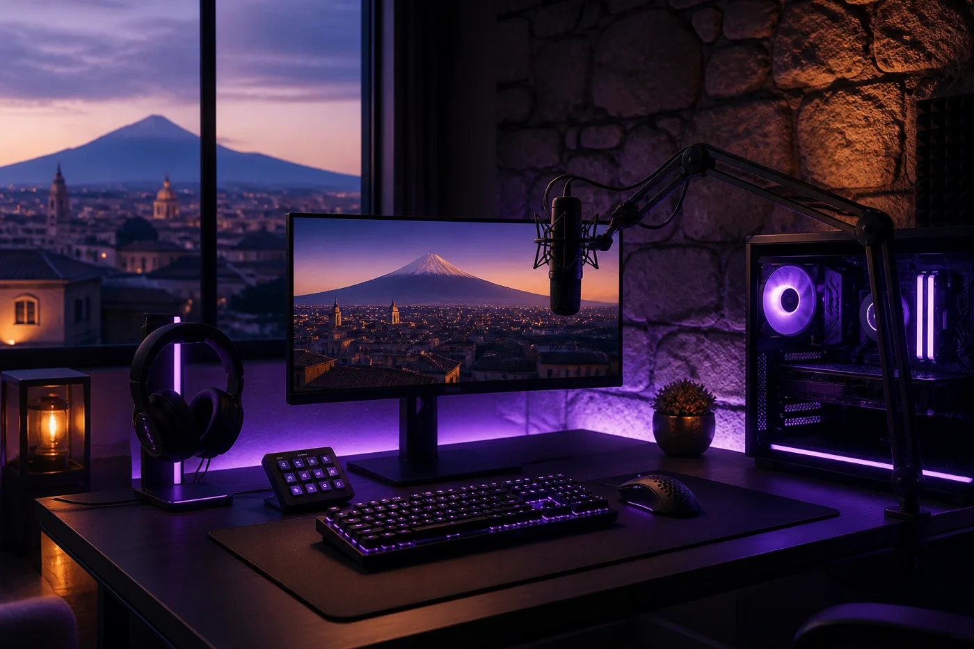 Gaming creator desk setup in Catania