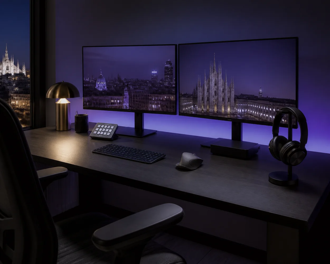 Editing creator desk setup in Milan
